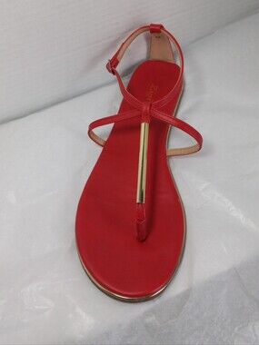 Zogi Soho Red T-Strap Women’s Sandal with Gold Accent Size 8.5